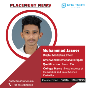 Muhammed Jasser Placed Students